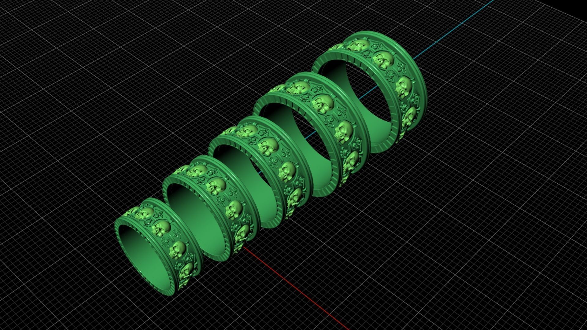 Ring skull with heraldic lily many sizes 3D print model_9