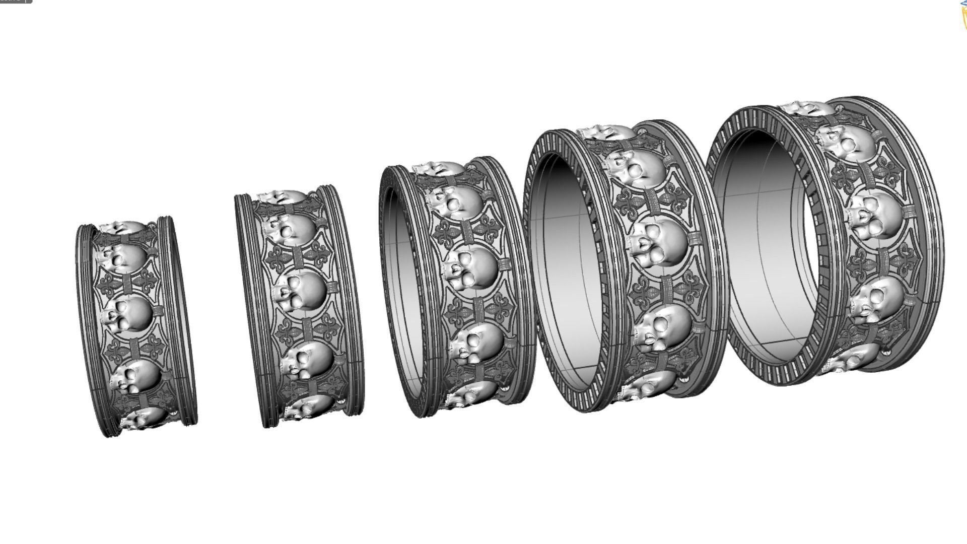 Ring skull with heraldic lily many sizes 3D print model_25