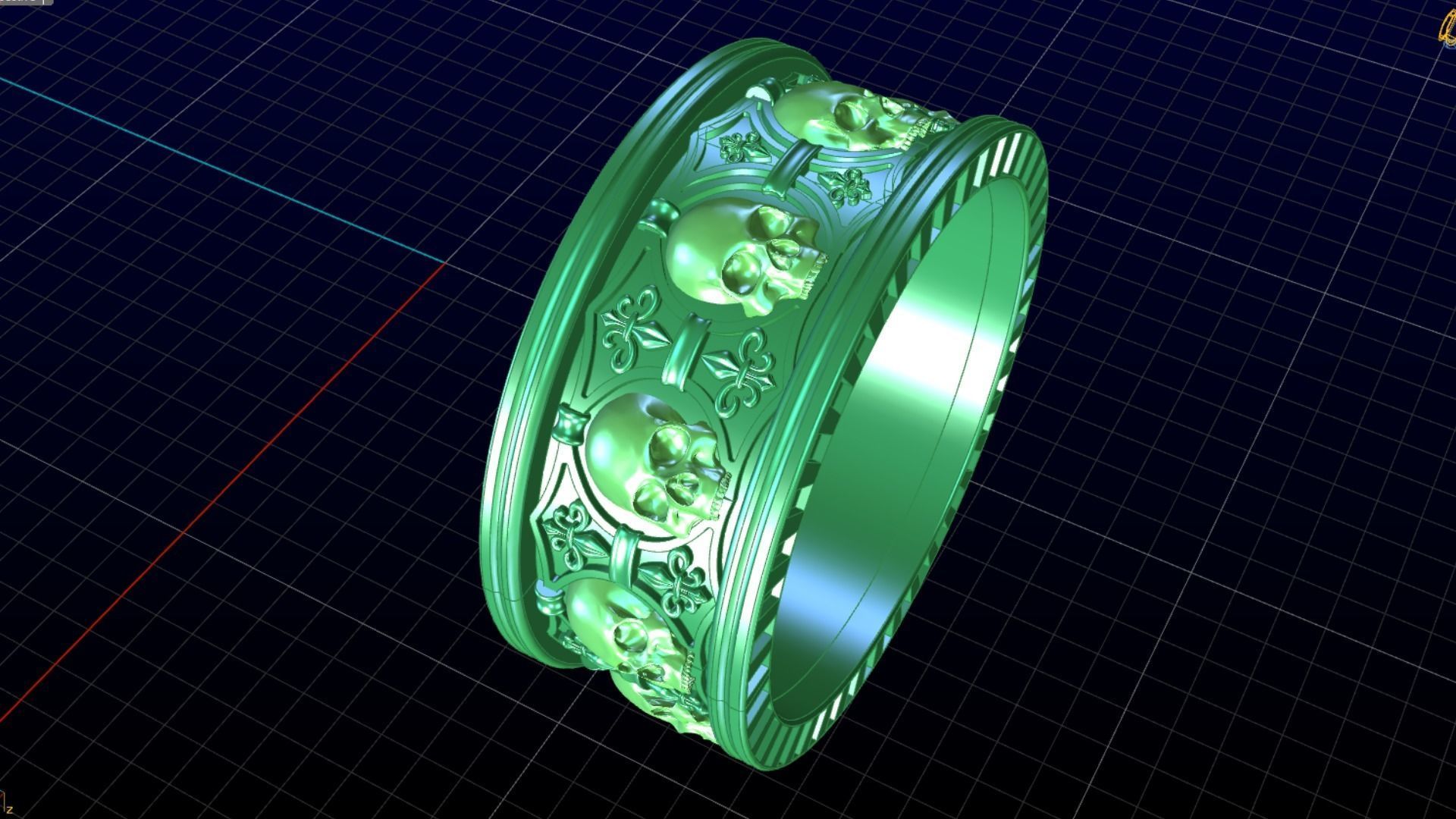 Ring skull with heraldic lily many sizes 3D print model_15