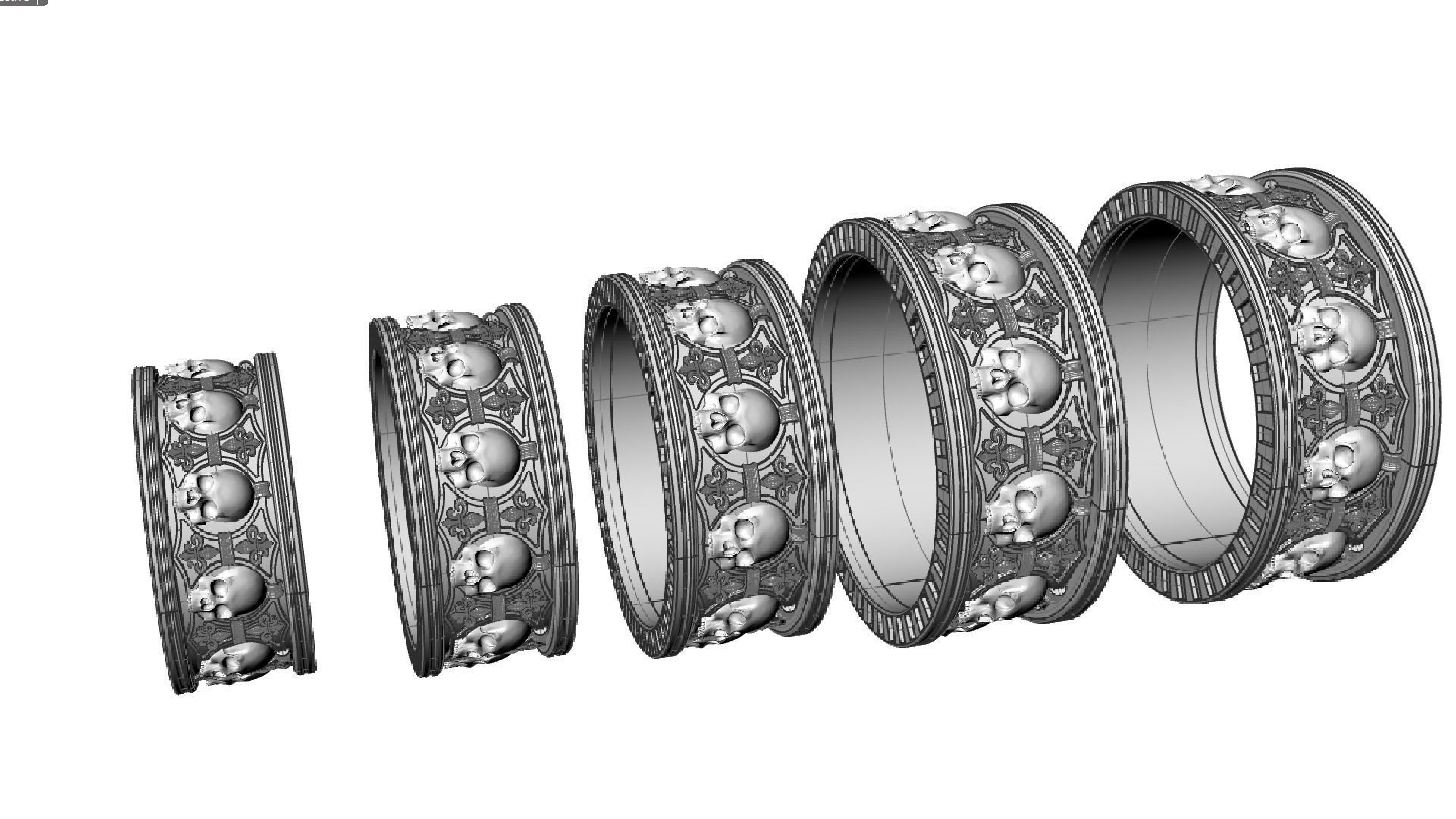 Ring skull with heraldic lily many sizes 3D print model_19