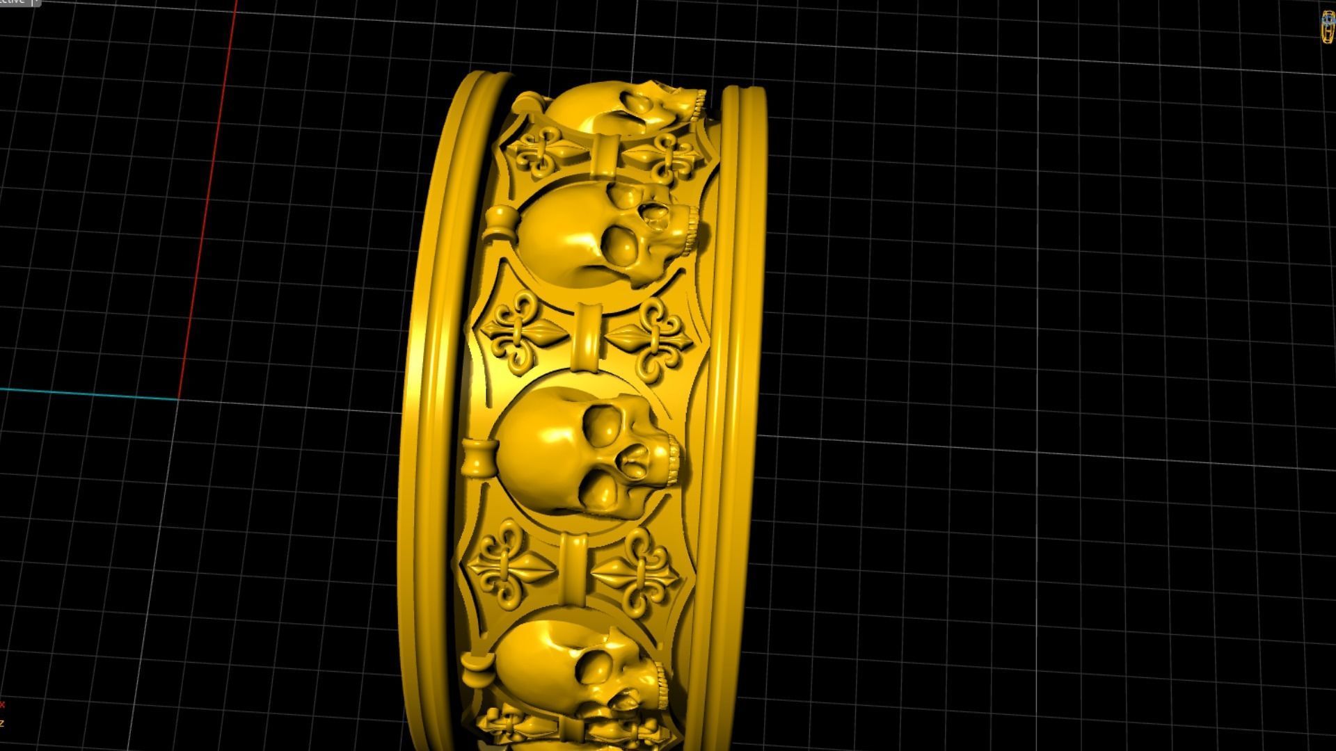 Ring skull with heraldic lily many sizes 3D print model_22