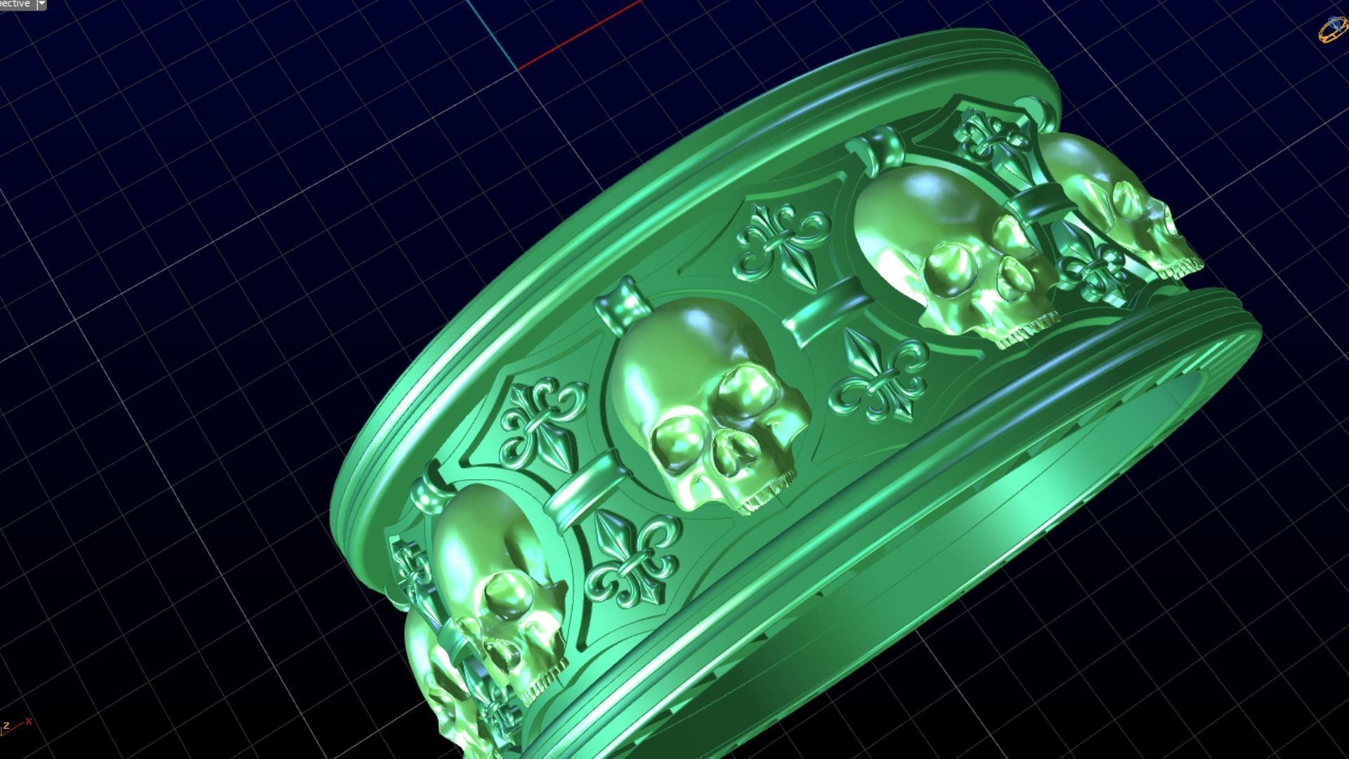 Ring skull with heraldic lily many sizes 3D print model_21