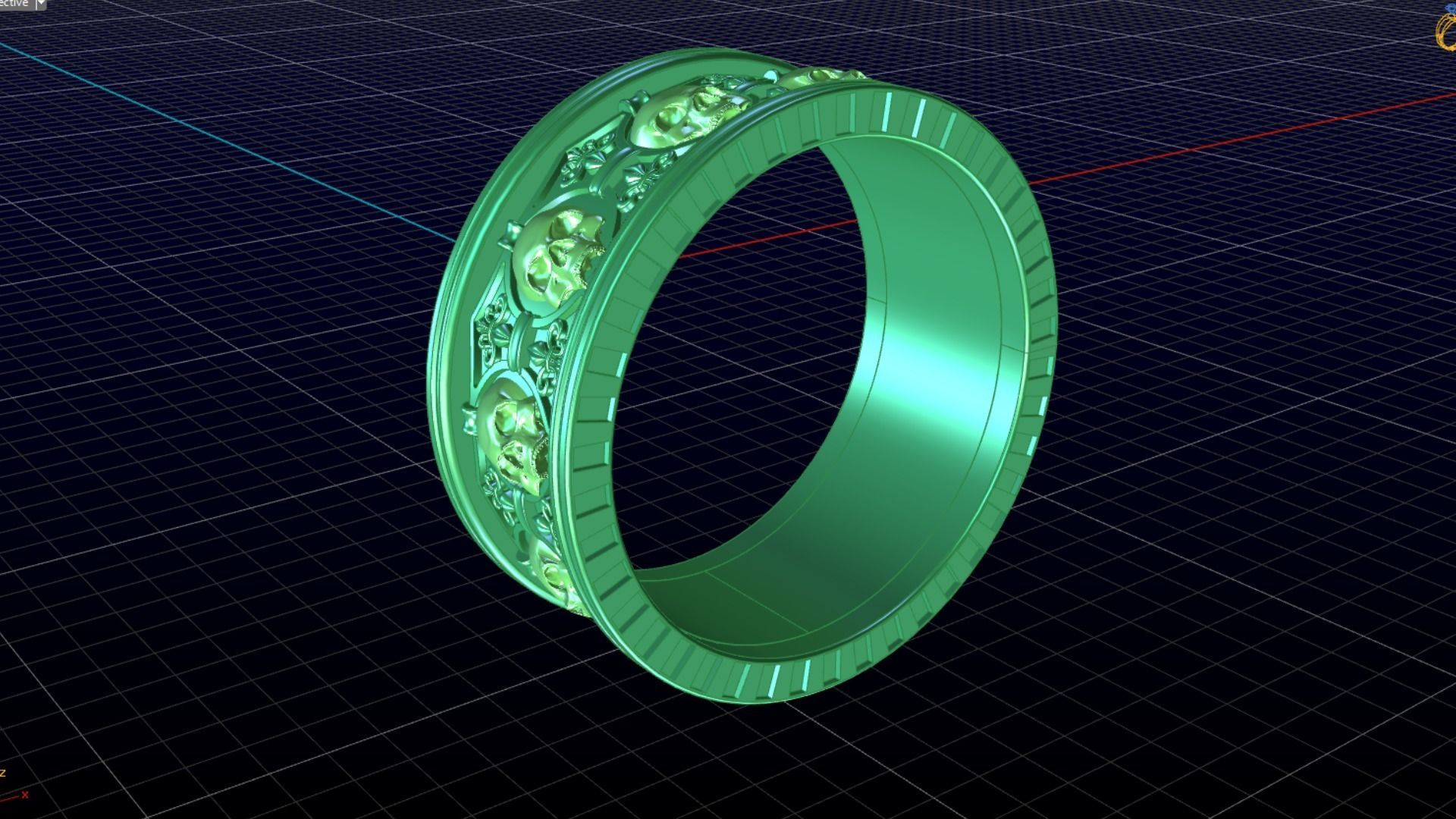 Ring skull with heraldic lily many sizes 3D print model_16