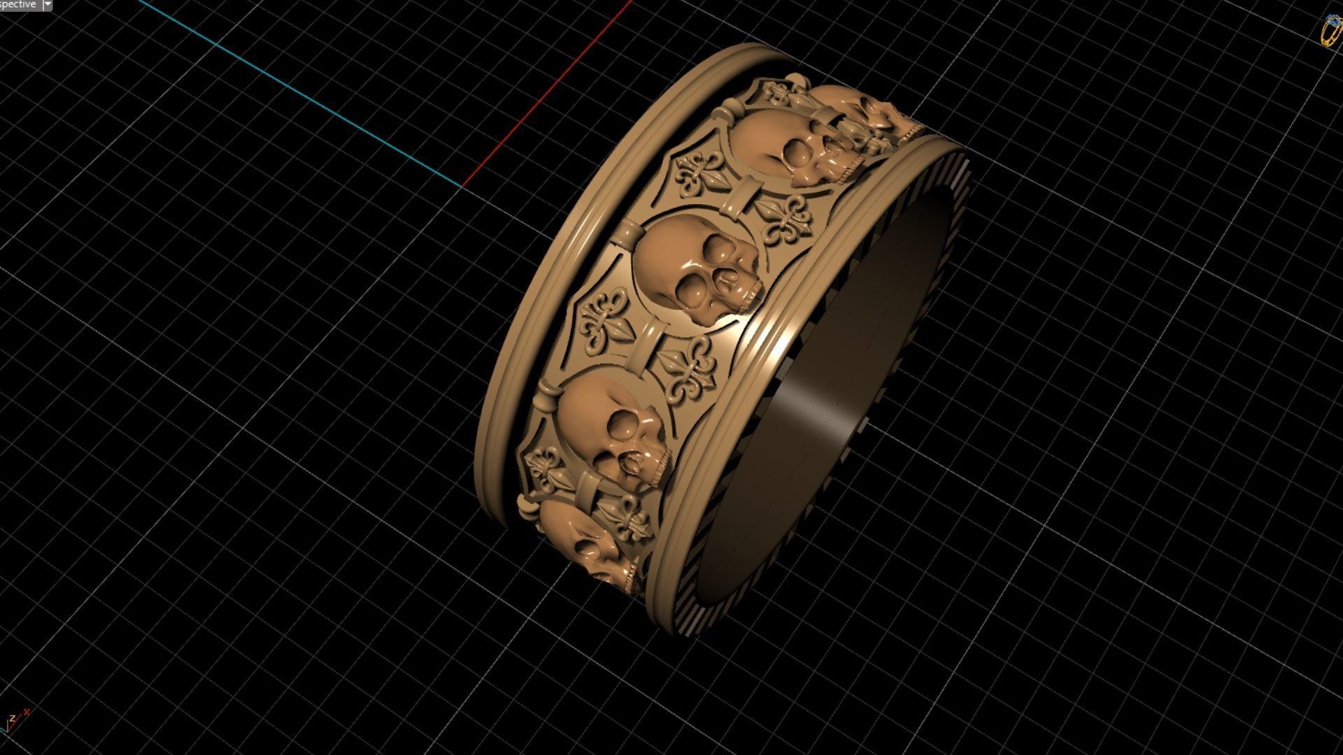 Ring skull with heraldic lily many sizes 3D print model_18