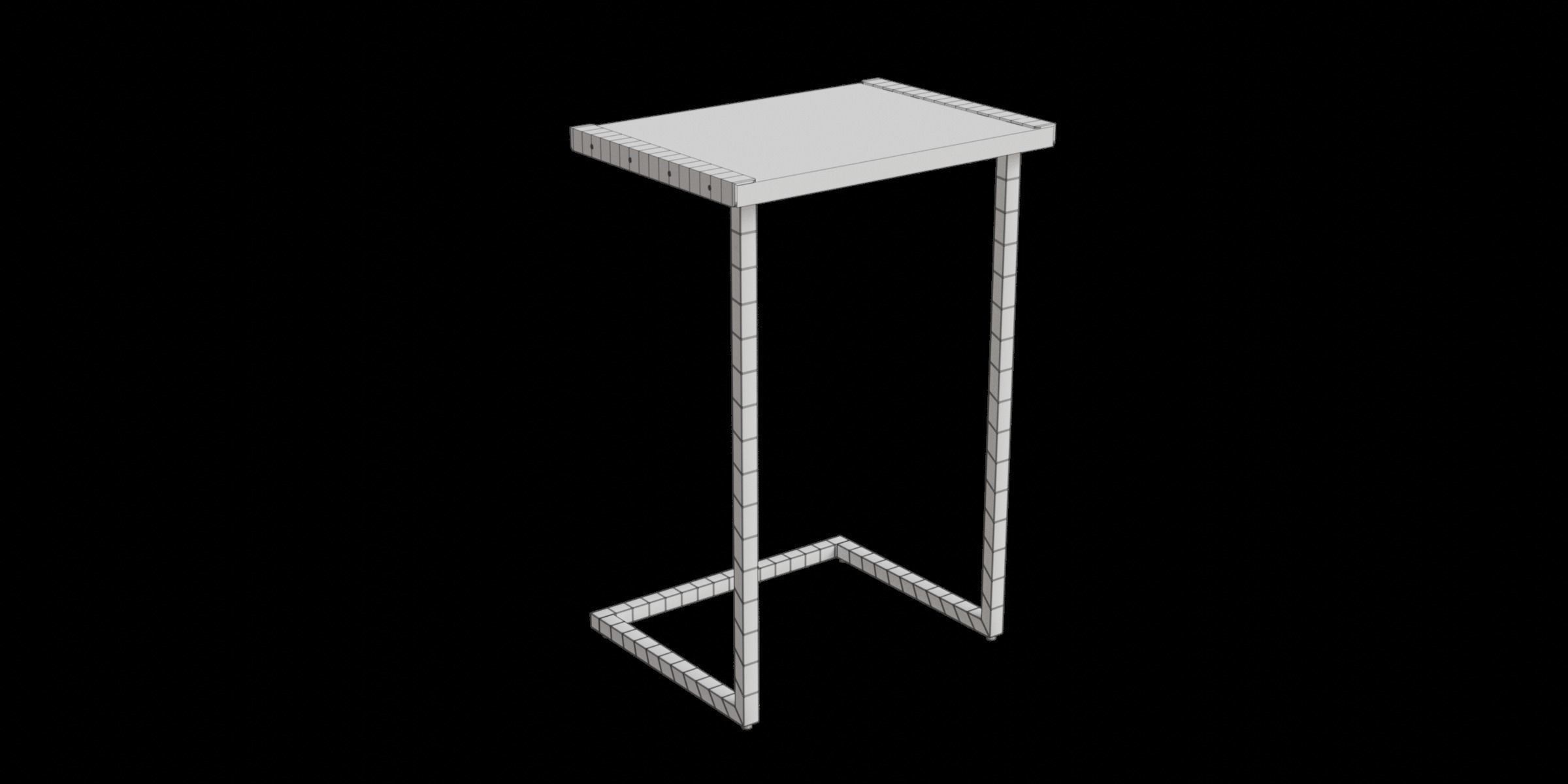C Shape End Table Low-poly 3D model_2