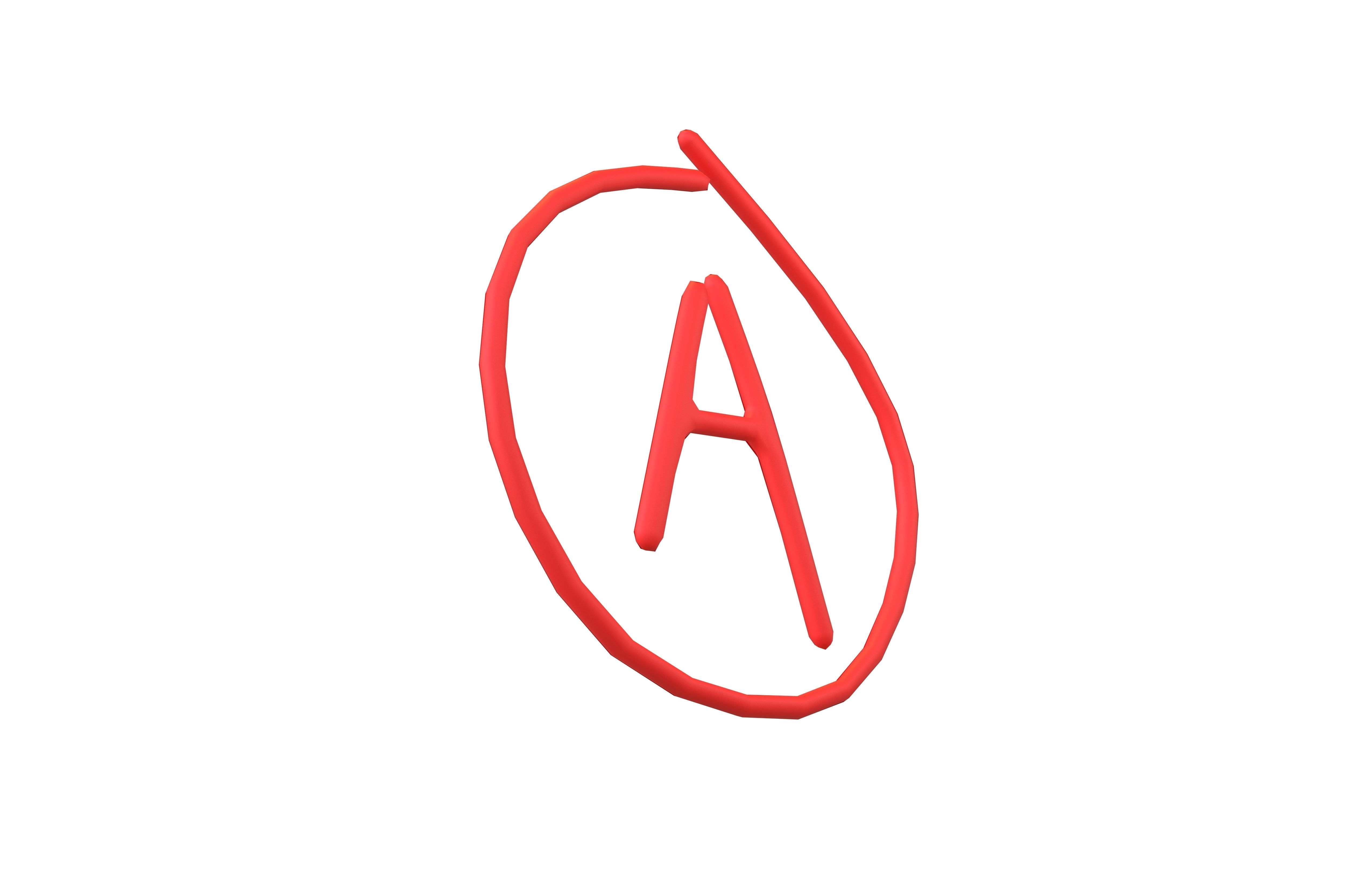 Grade A Symbol v1 001 Low-poly 3D model_3