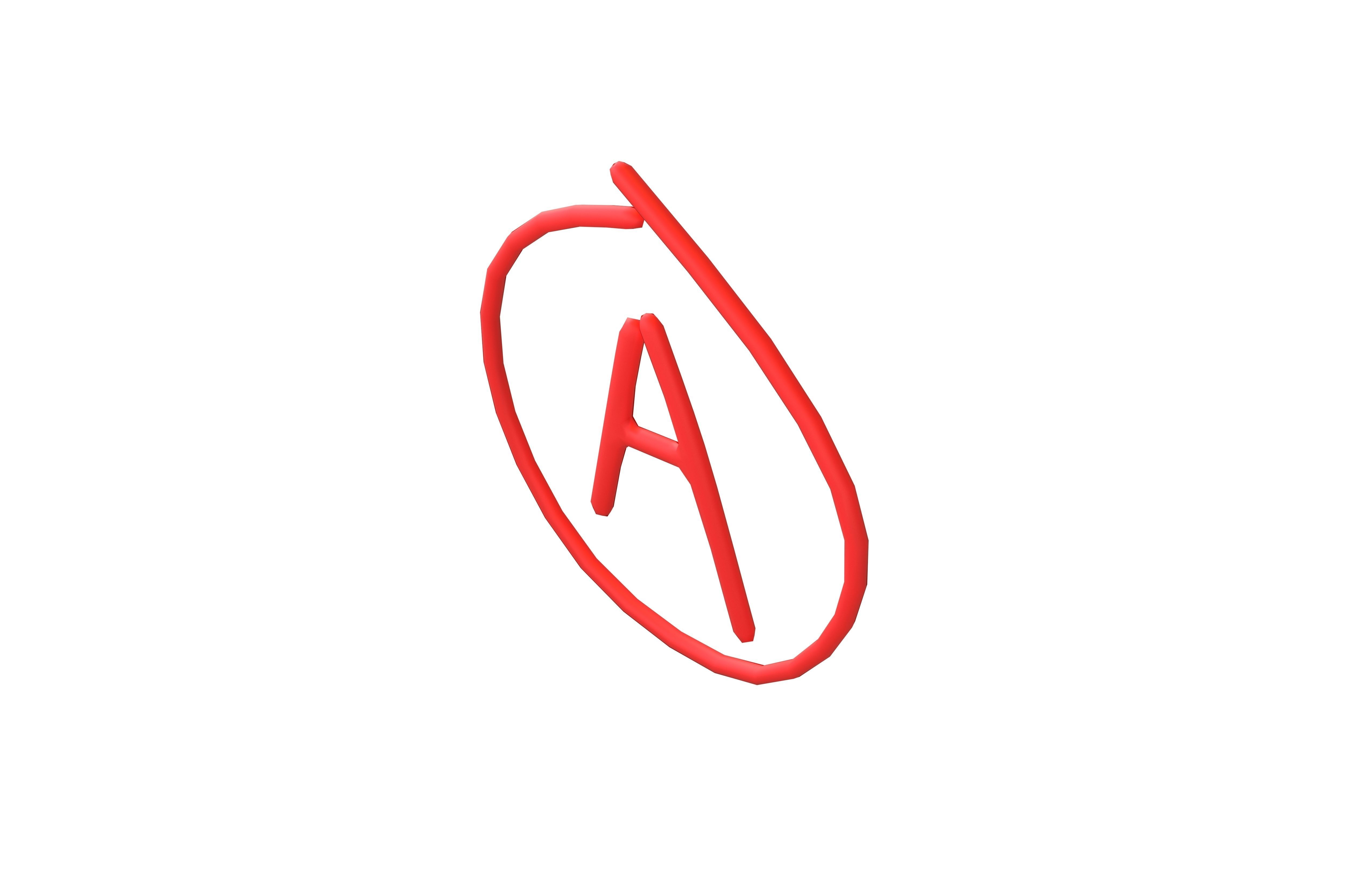 Grade A Symbol v1 001 Low-poly 3D model_2