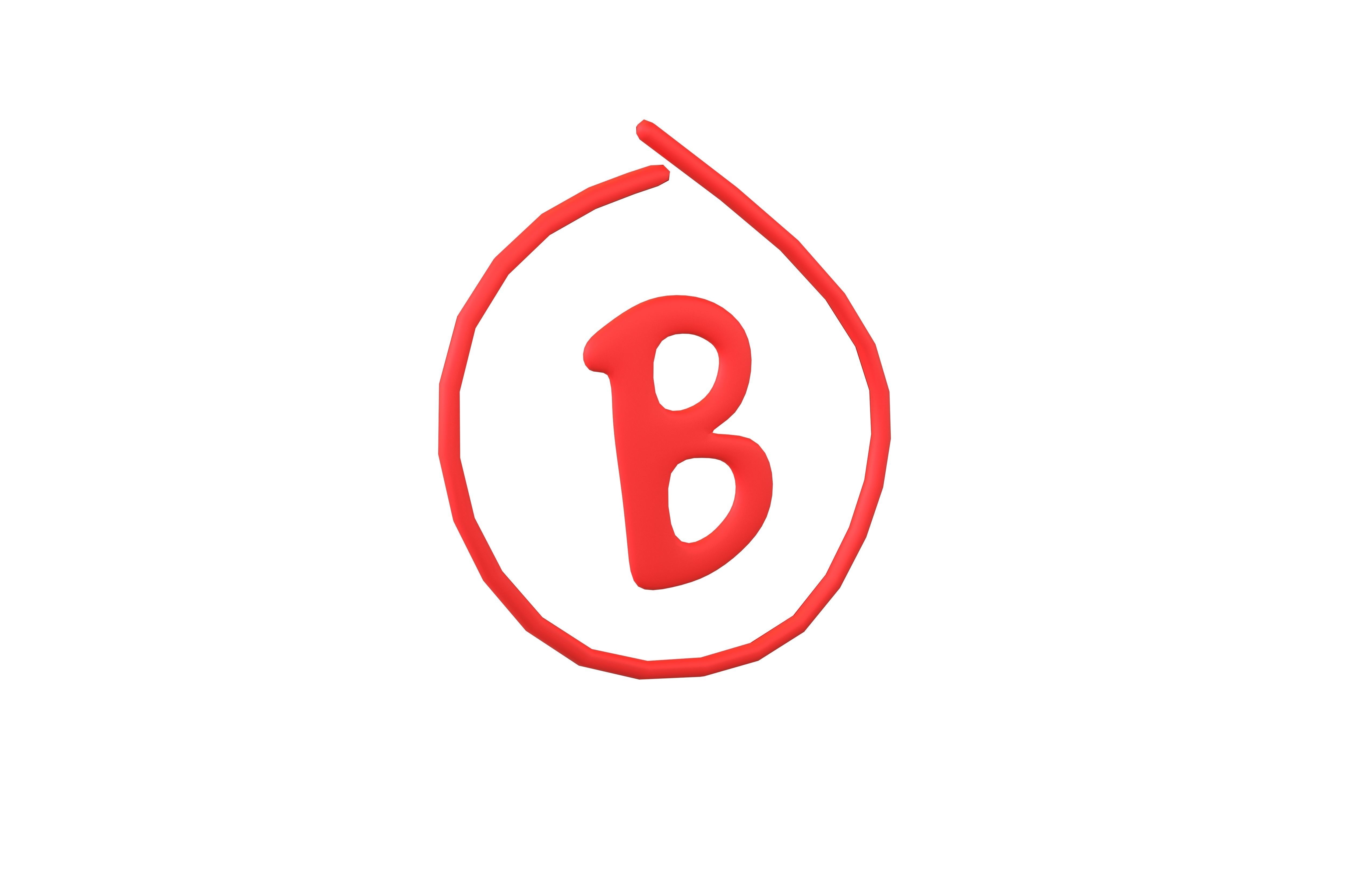 Grade B Symbol v1 001 Low-poly 3D model_1