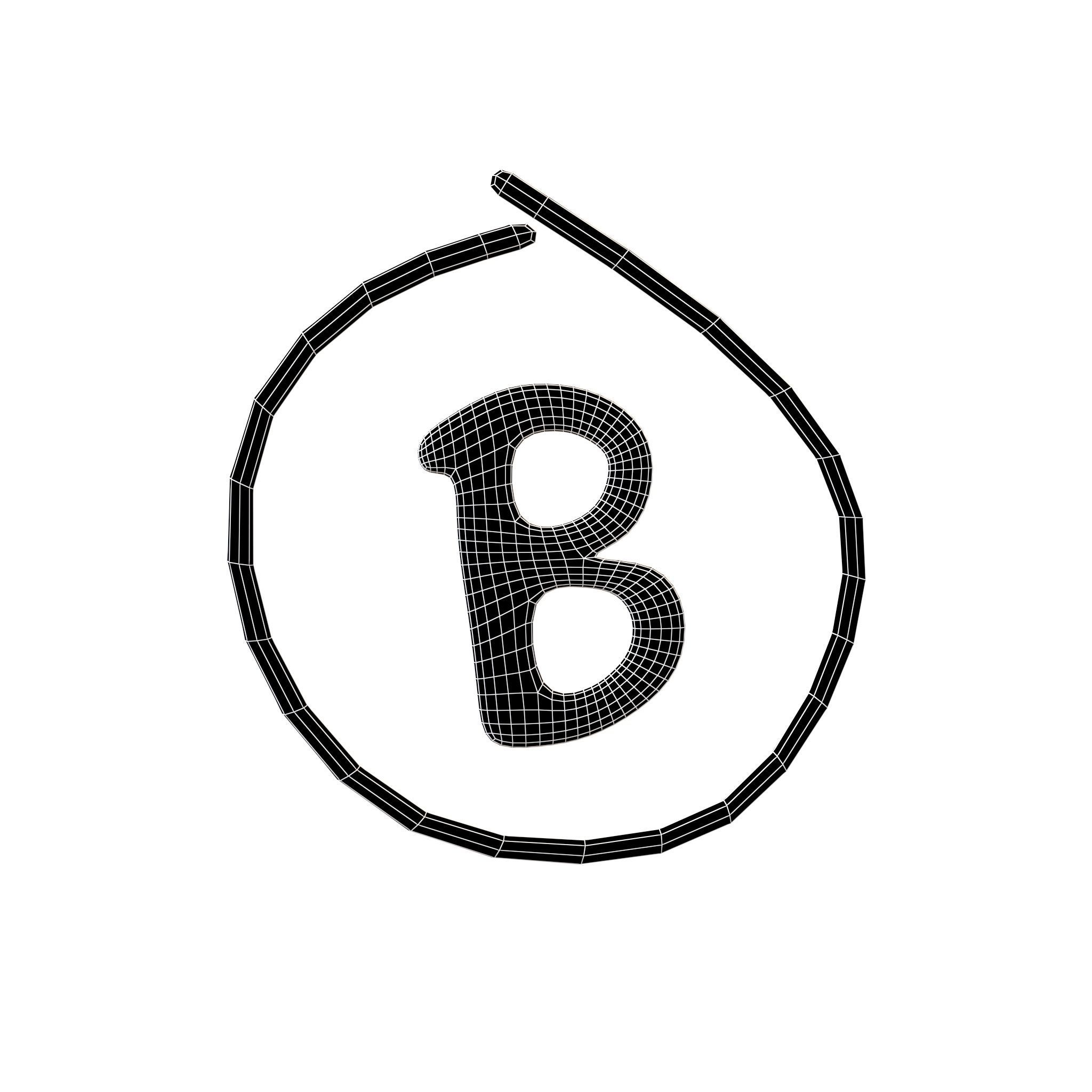 Grade B Symbol v1 001 Low-poly 3D model_6