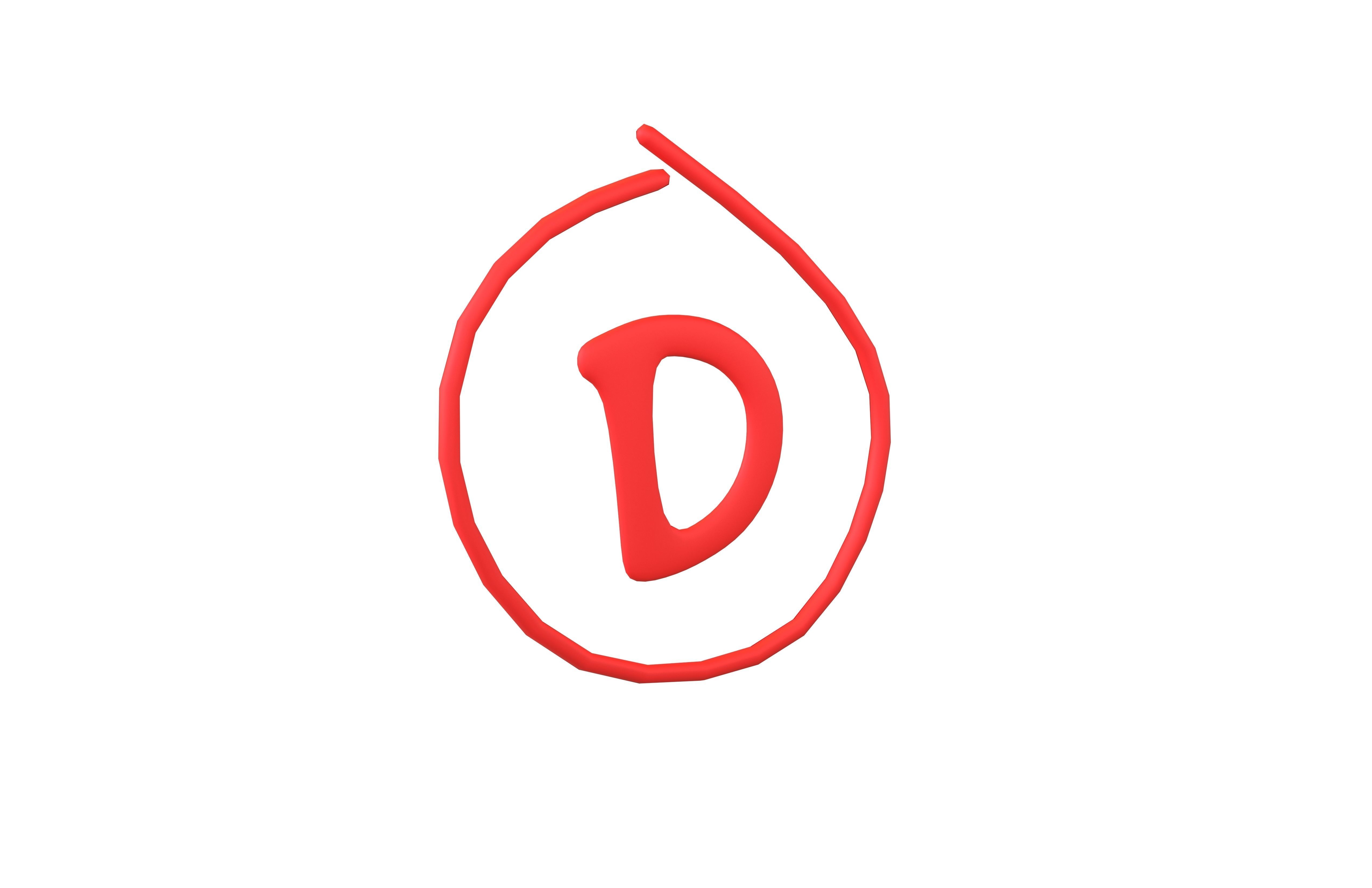 Grade D Symbol v1 001 Low-poly 3D model_1