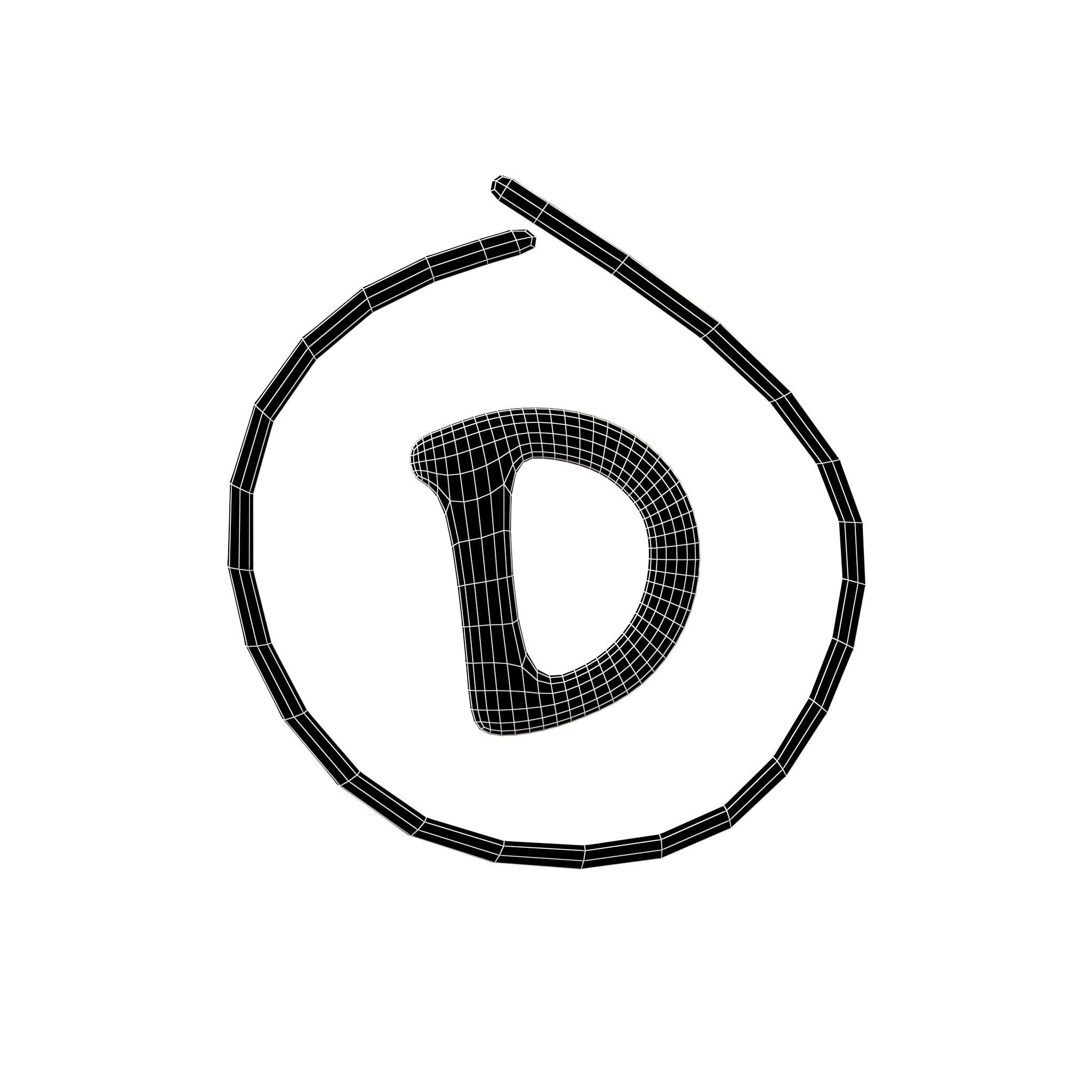 Grade D Symbol v1 001 Low-poly 3D model_7