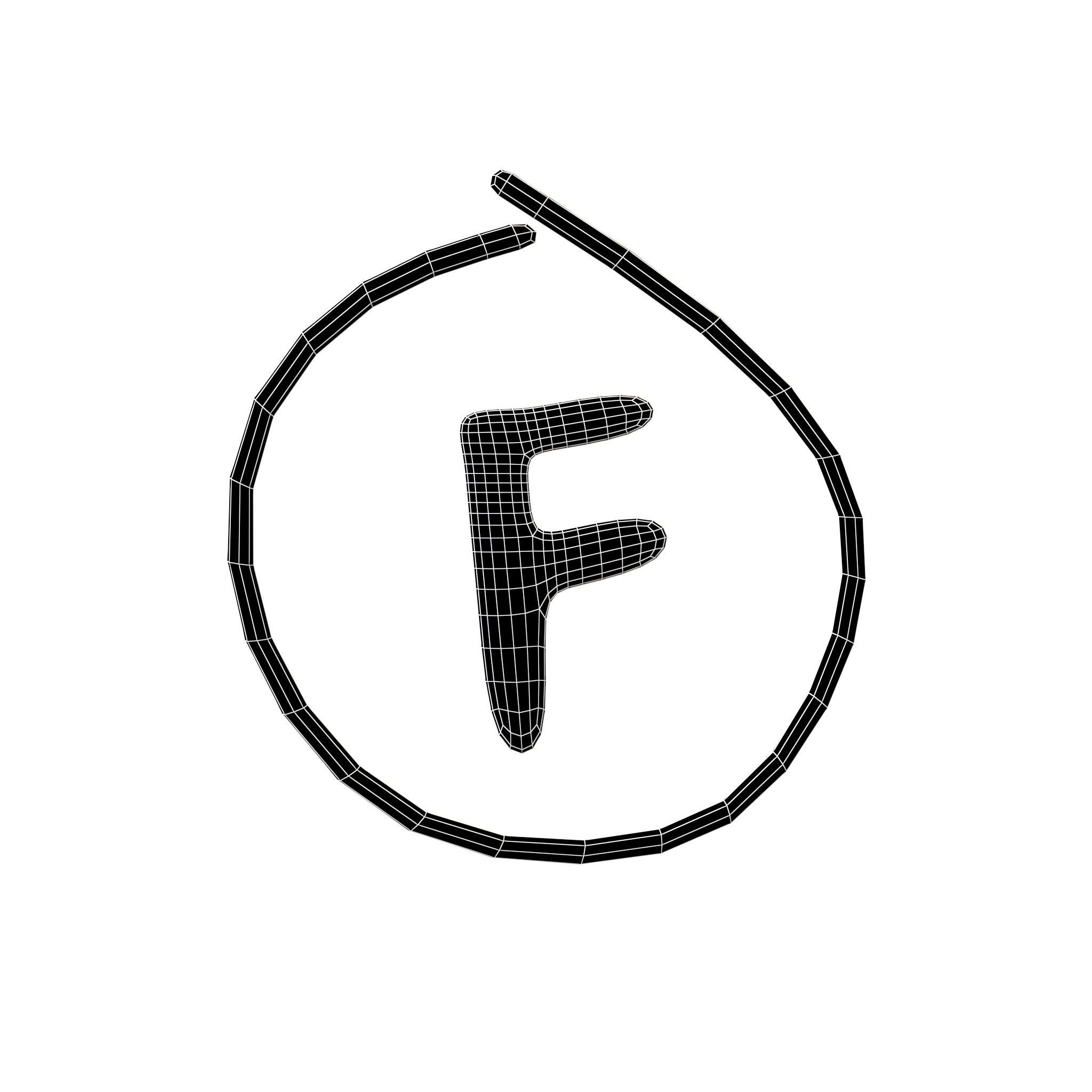 Grade F Symbol v1 001 Low-poly 3D model_4