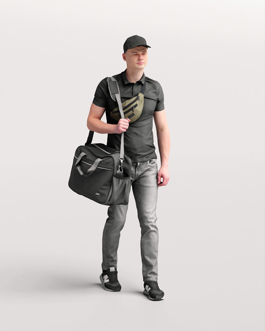 Humano Traveling Man with suitcase 2206-8 3D model_1