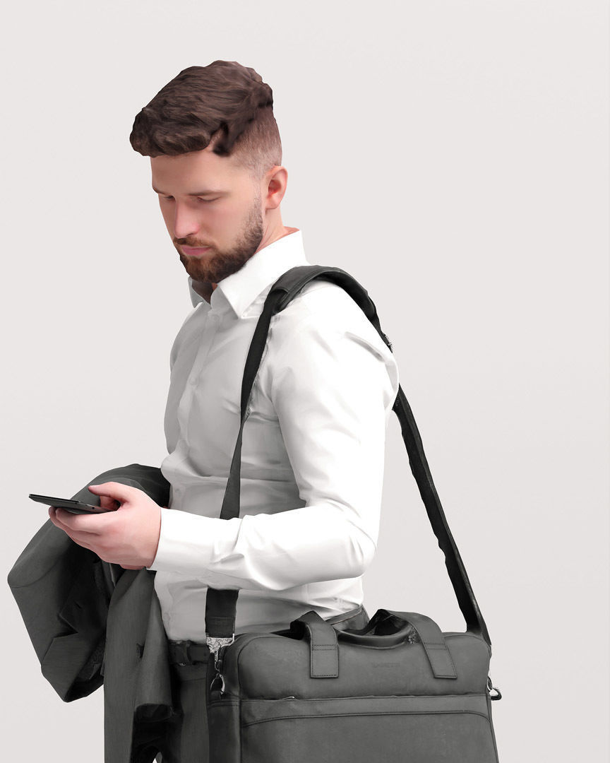 Humano Traveling Man with phone and bag 2206-7 3D model_7