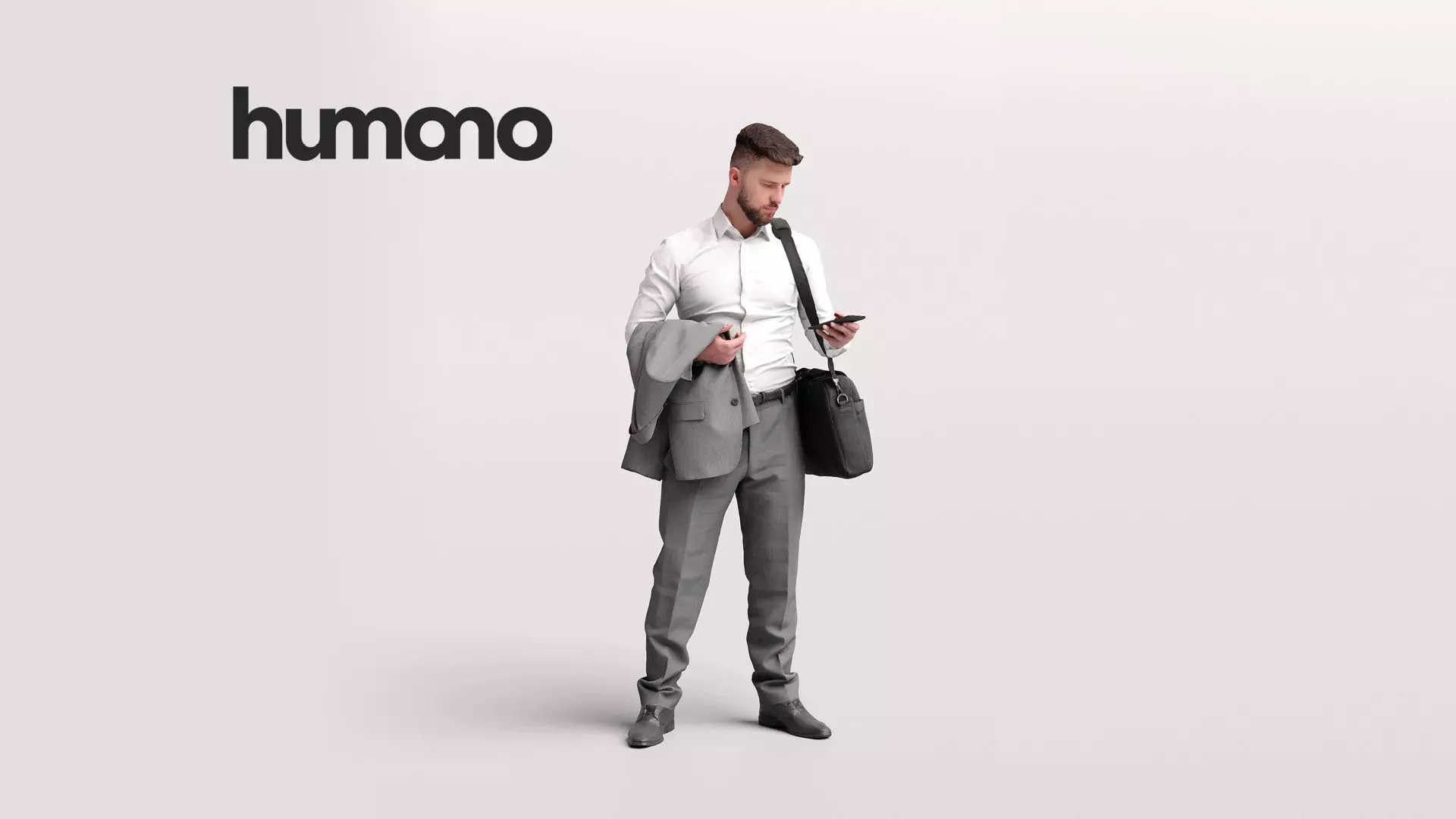 Humano Traveling Man with phone and bag 2206-7 3D model_0