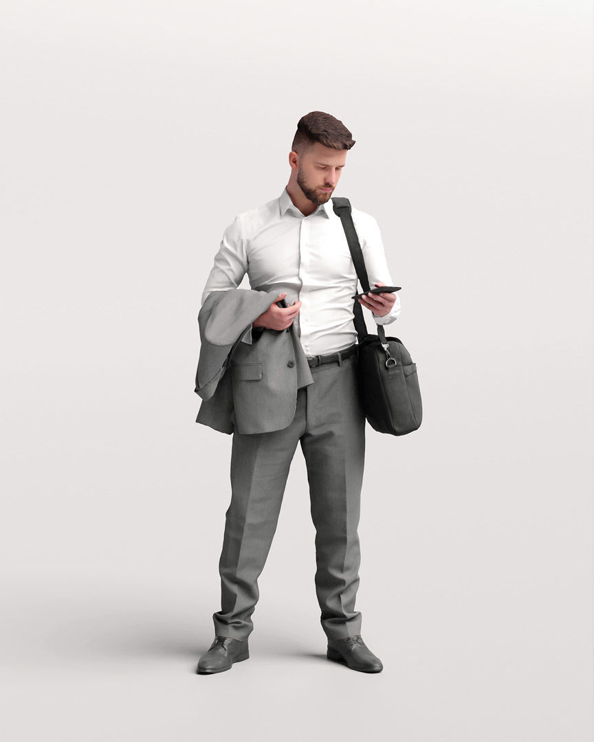 Humano Traveling Man with phone and bag 2206-7 3D model_3