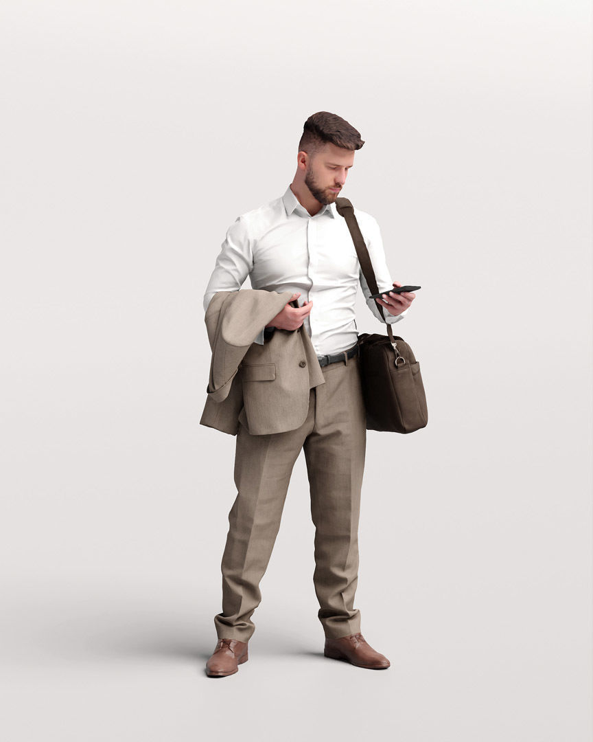 Humano Traveling Man with phone and bag 2206-7 3D model_10