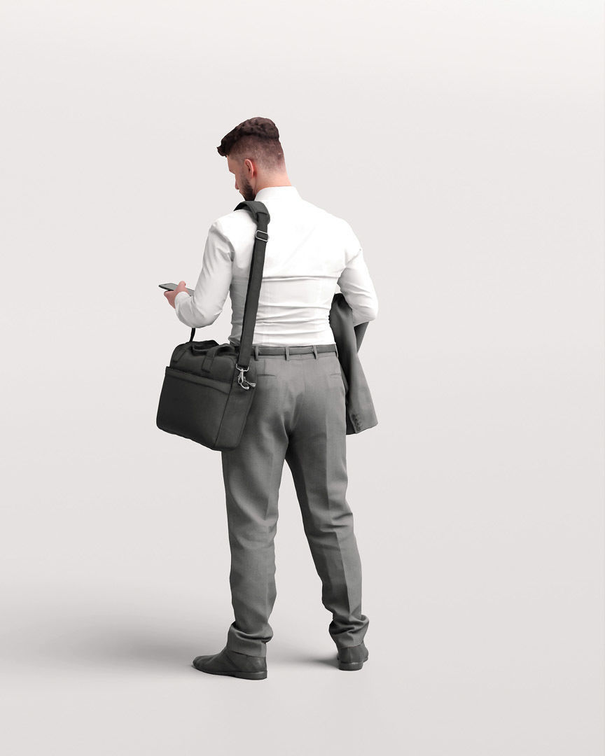 Humano Traveling Man with phone and bag 2206-7 3D model_4