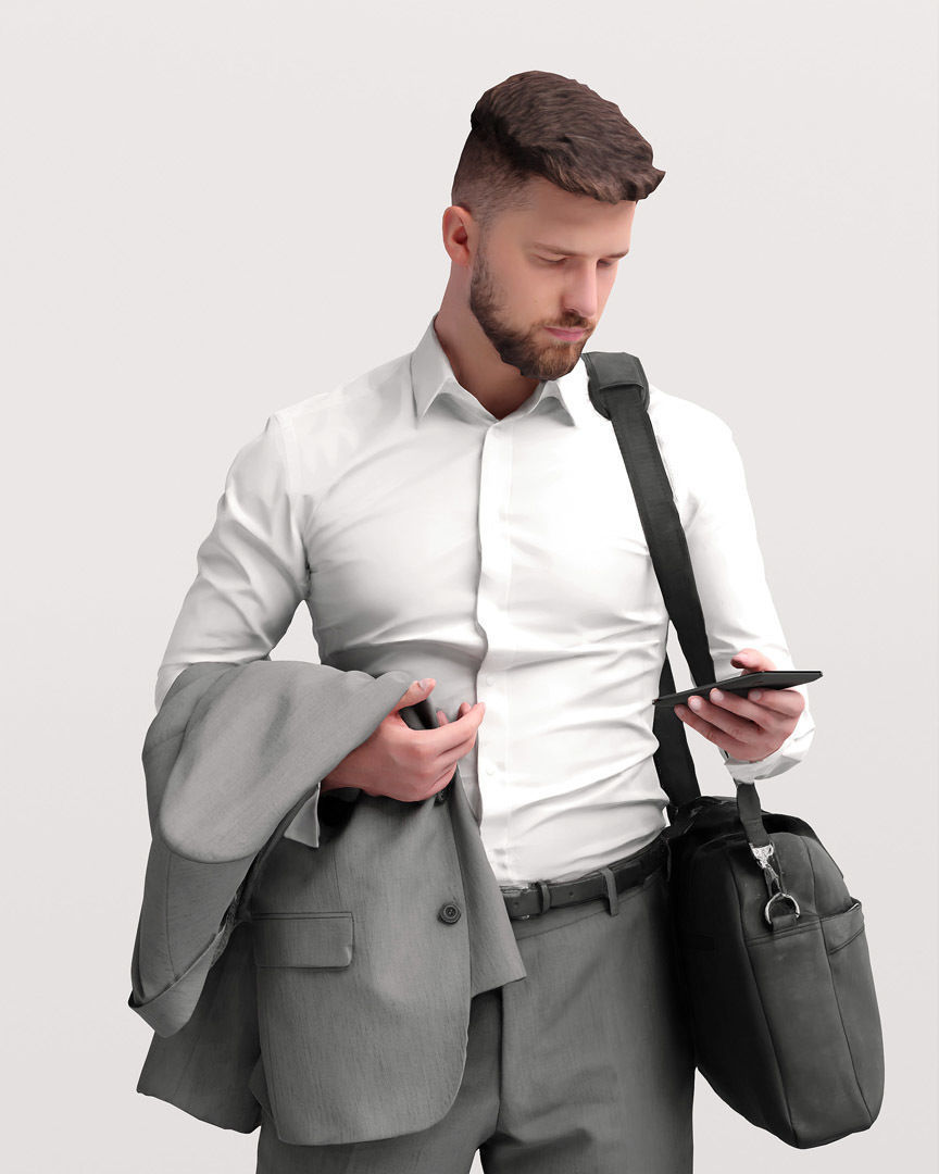Humano Traveling Man with phone and bag 2206-7 3D model_6