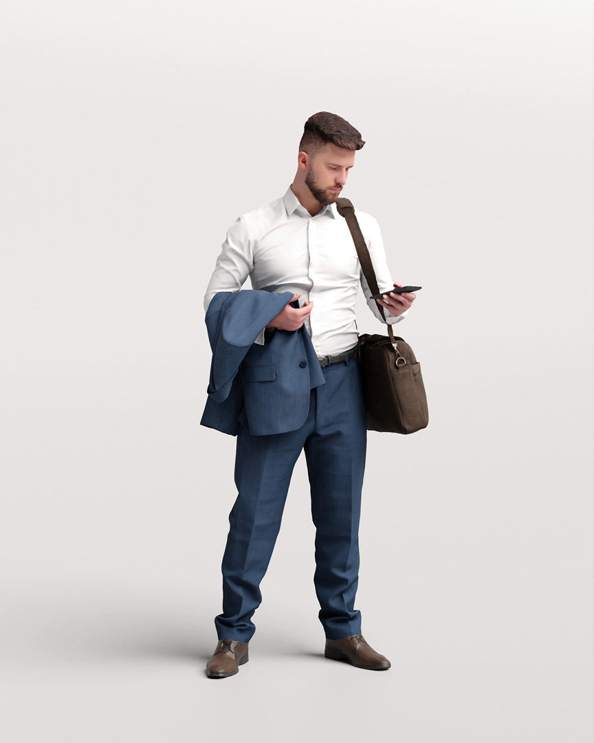 Humano Traveling Man with phone and bag 2206-7 3D model_9