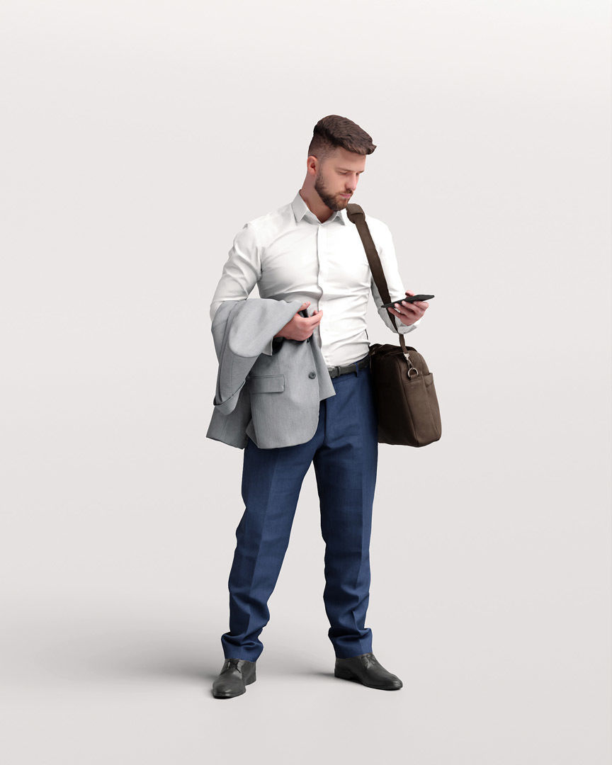 Humano Traveling Man with phone and bag 2206-7 3D model_11