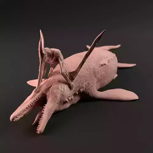 Tylosaurus dead 1-35 scale pre-supported marine reptile 3D print model