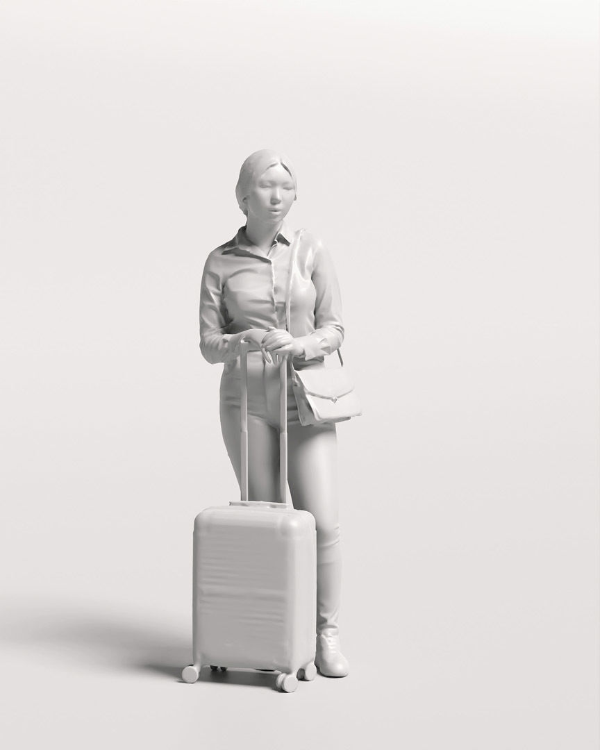 Humano Traveling Asian Woman with suitcase 2206-6 3D model_12