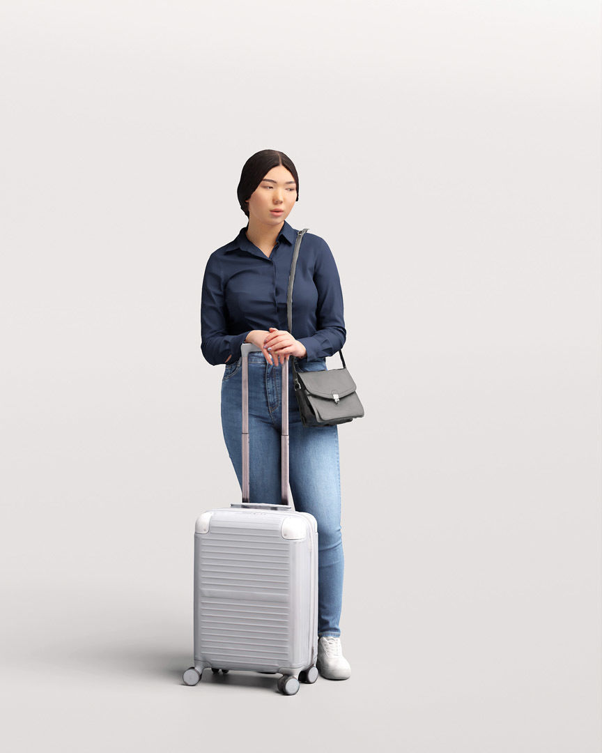 Humano Traveling Asian Woman with suitcase 2206-6 3D model_11