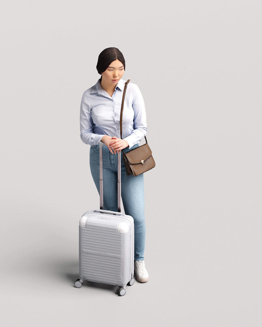 Humano Traveling Asian Woman with suitcase 2206-6 3D model_8