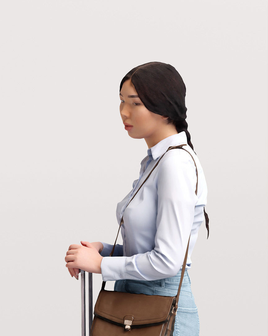 Humano Traveling Asian Woman with suitcase 2206-6 3D model_7