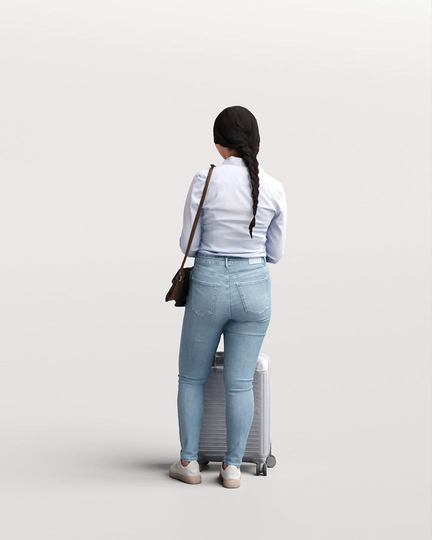 Humano Traveling Asian Woman with suitcase 2206-6 3D model_4