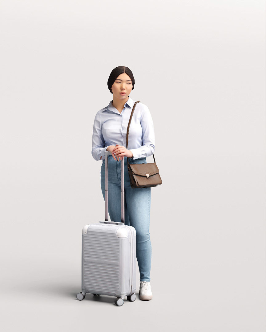 Humano Traveling Asian Woman with suitcase 2206-6 3D model_3