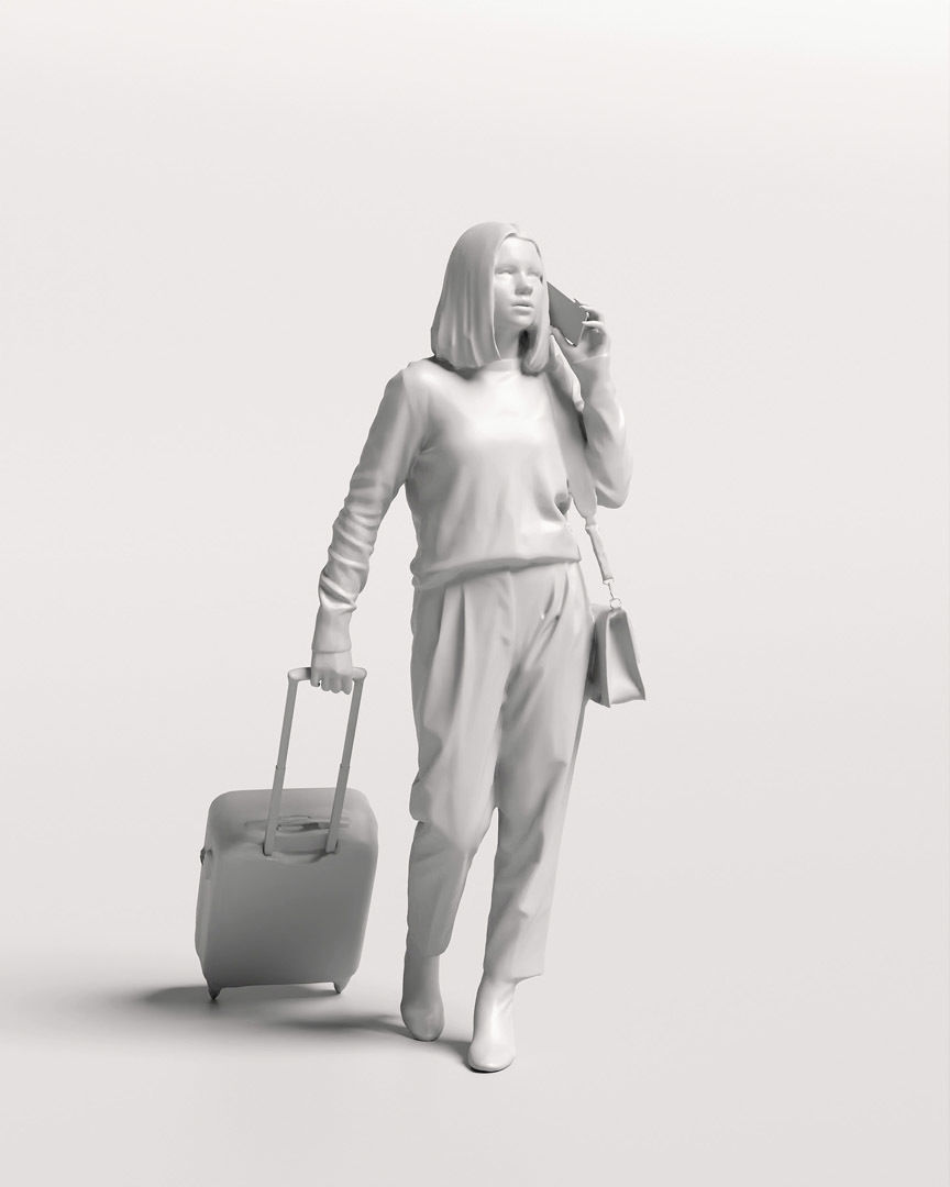  Humano Traveling Woman with suitcase 2206-5 3D model_12