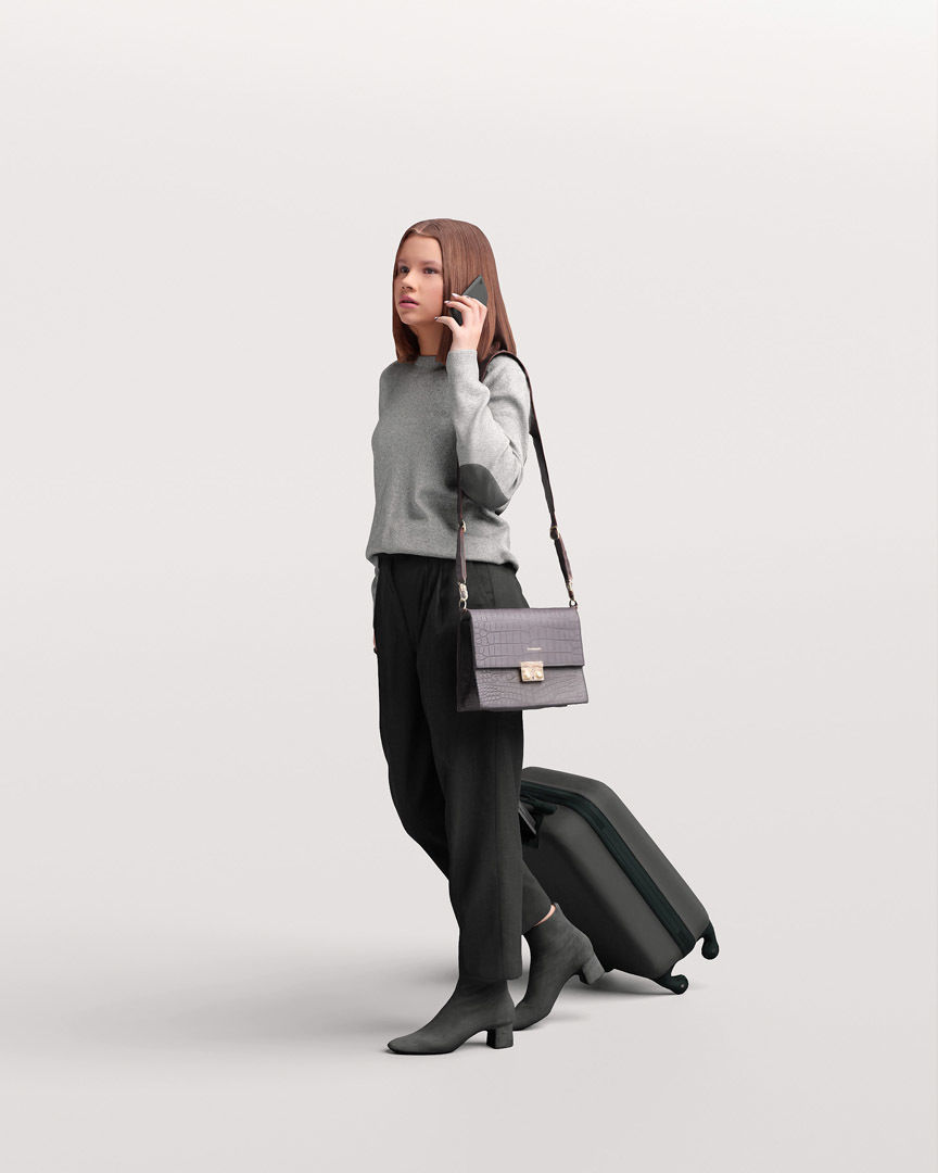  Humano Traveling Woman with suitcase 2206-5 3D model_5