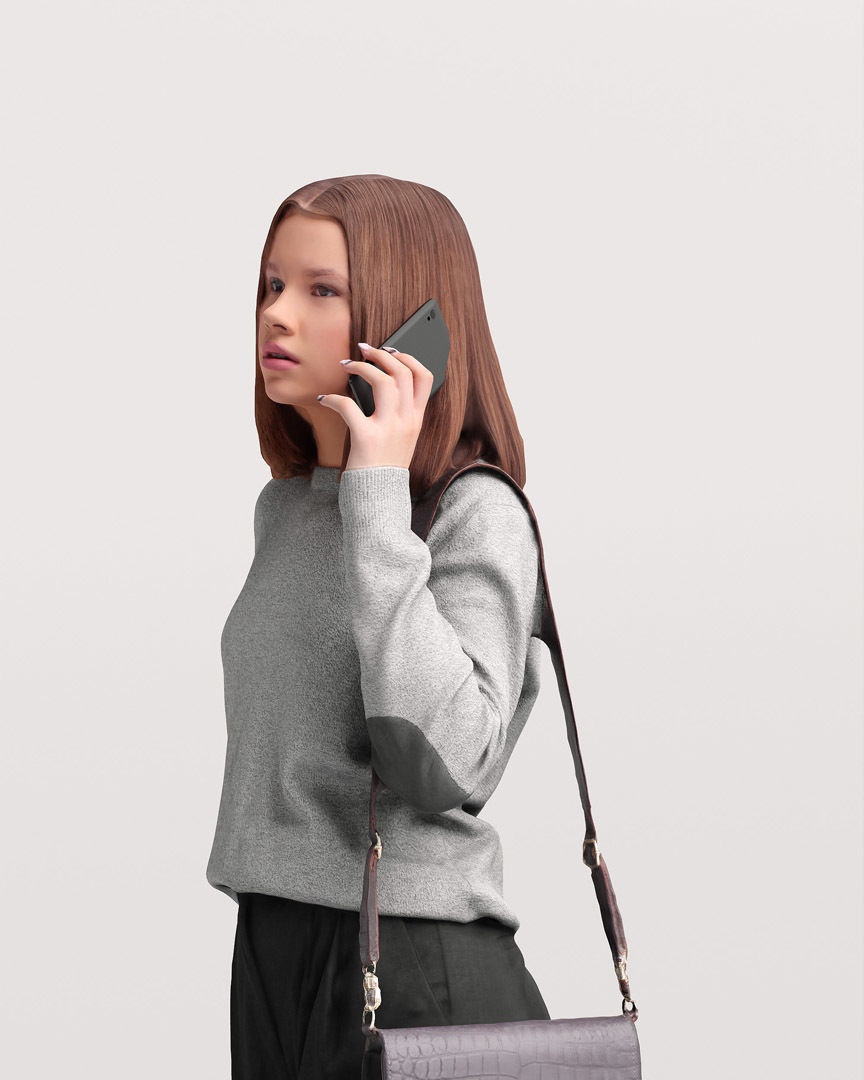  Humano Traveling Woman with suitcase 2206-5 3D model_7