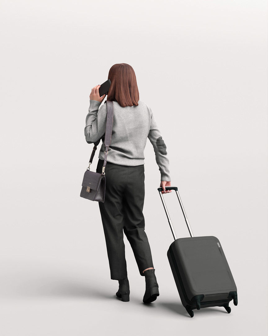  Humano Traveling Woman with suitcase 2206-5 3D model_4