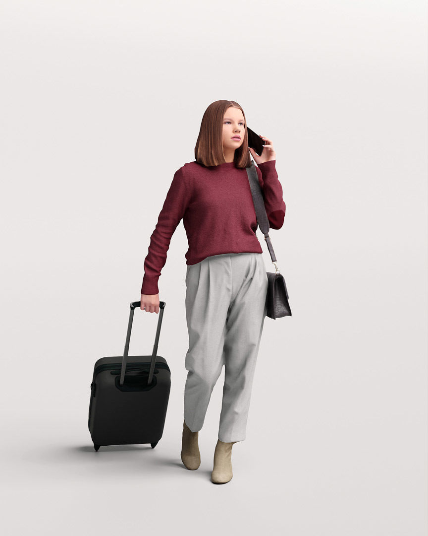  Humano Traveling Woman with suitcase 2206-5 3D model_10
