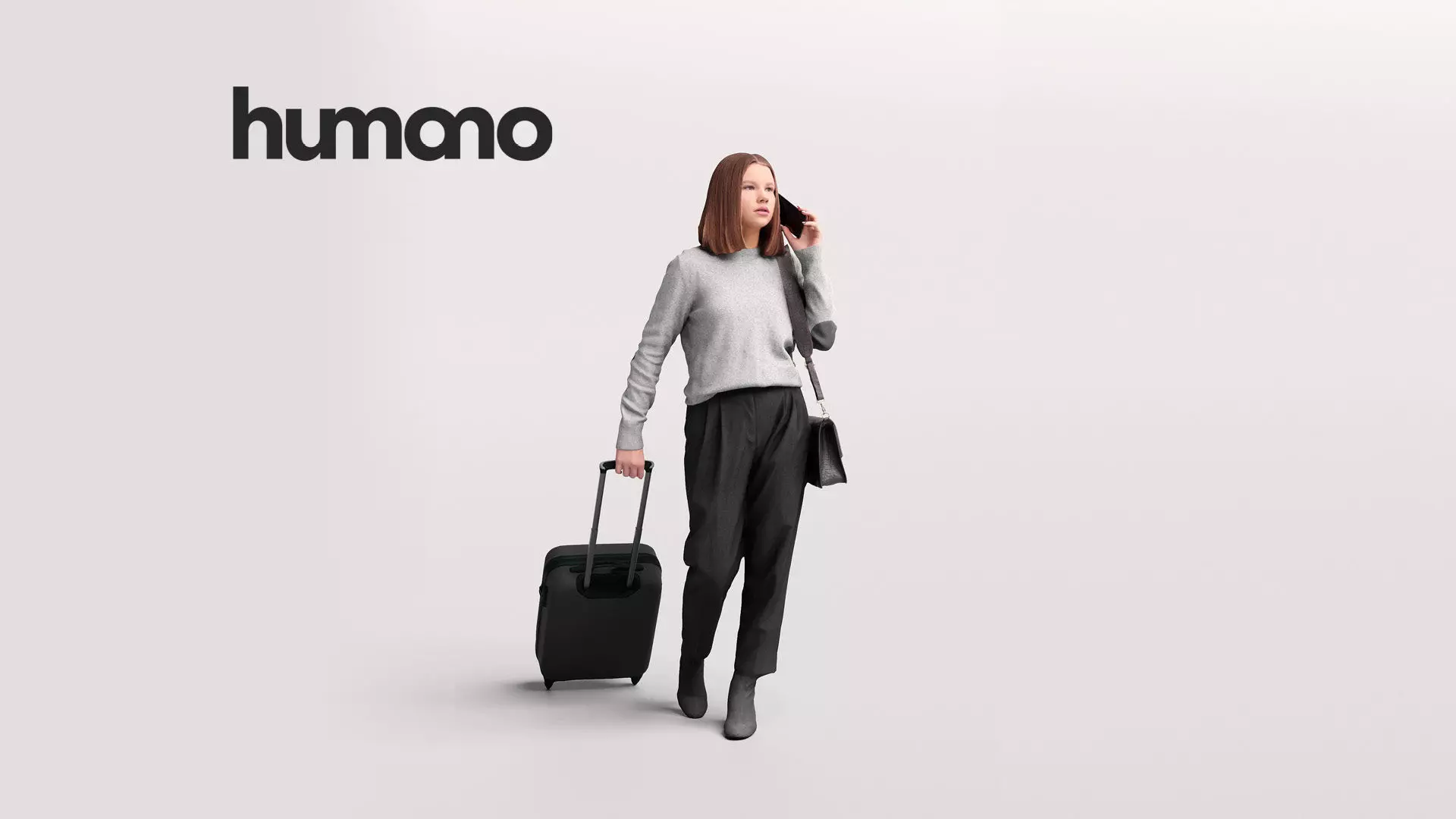  Humano Traveling Woman with suitcase 2206-5 3D model_0