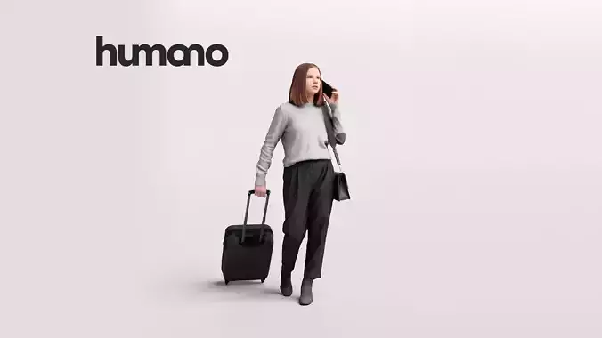  Humano Traveling Woman with suitcase 2206-5 3D model