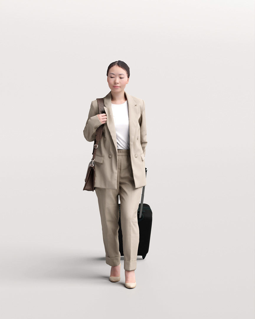 Humano Traveling Woman with suitcase 2206-11 3D model_3