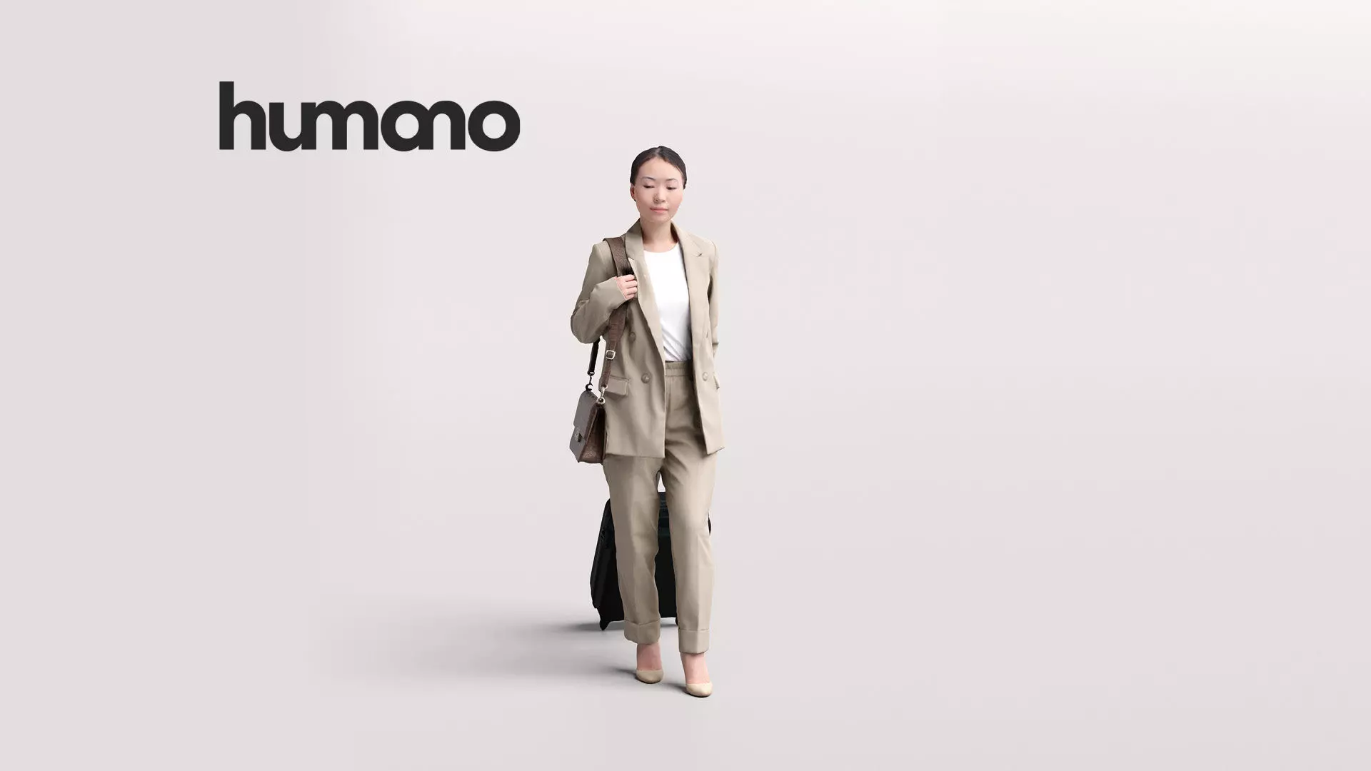Humano Traveling Woman with suitcase 2206-11 3D model_0