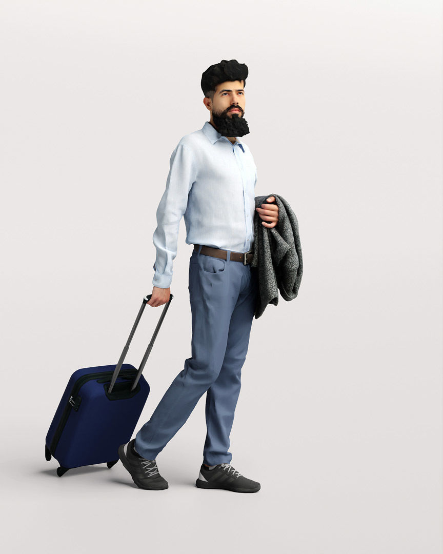 Humano Traveling Man with suitcase 2206-10 3D model_2