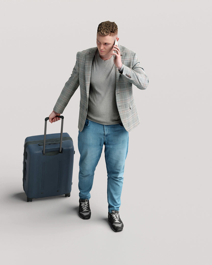 Humano Traveling Man with suitcase 2206-1 3D model_8