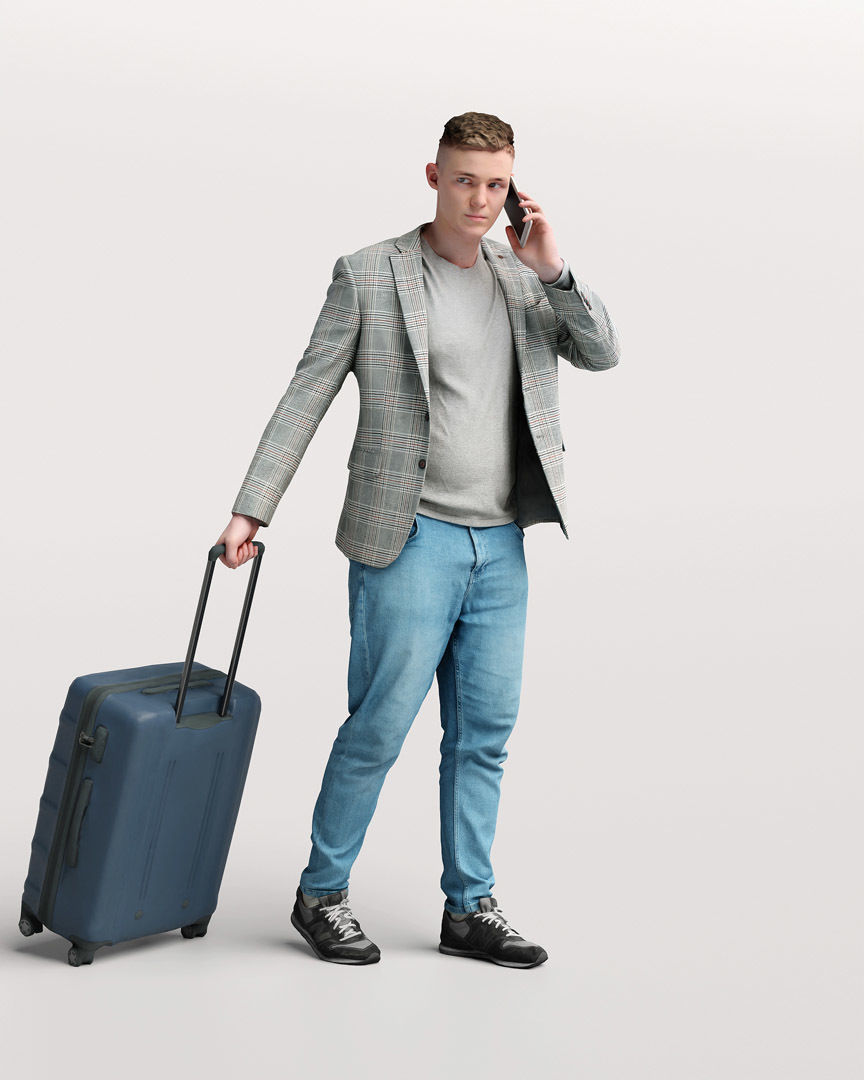 Humano Traveling Man with suitcase 2206-1 3D model_2