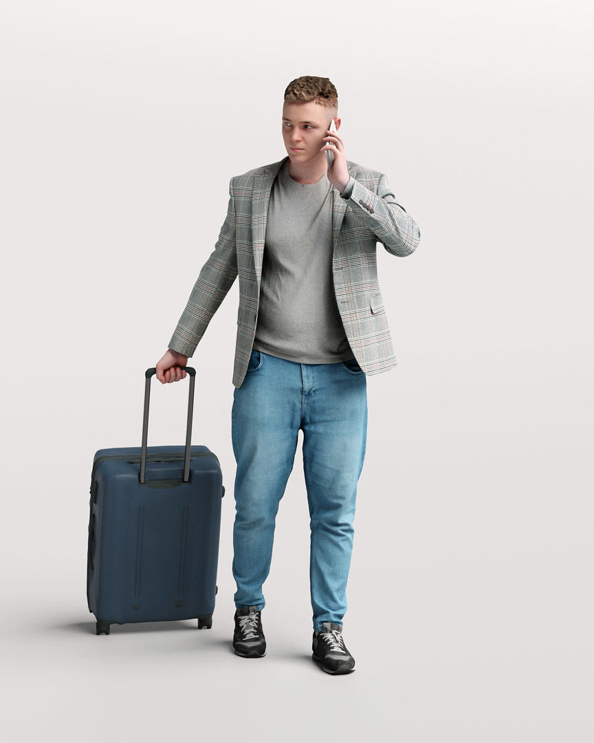 Humano Traveling Man with suitcase 2206-1 3D model_1