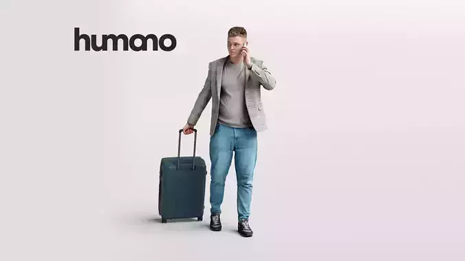 Humano Traveling Man with suitcase 2206-1 3D model