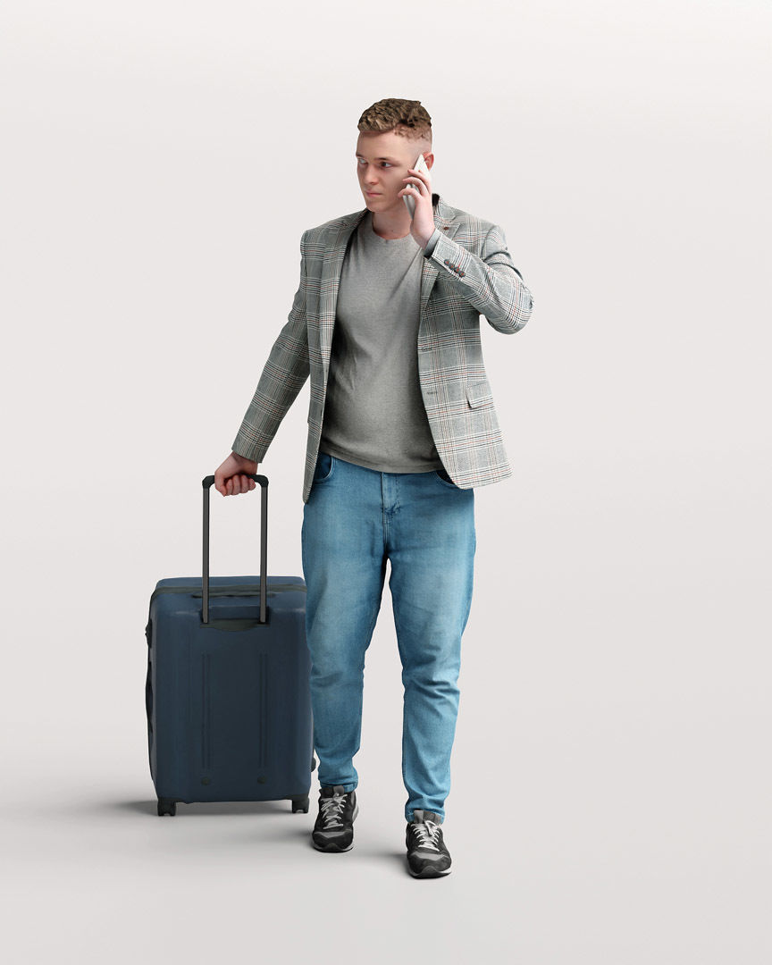 Humano Traveling Man with suitcase 2206-1 3D model_3