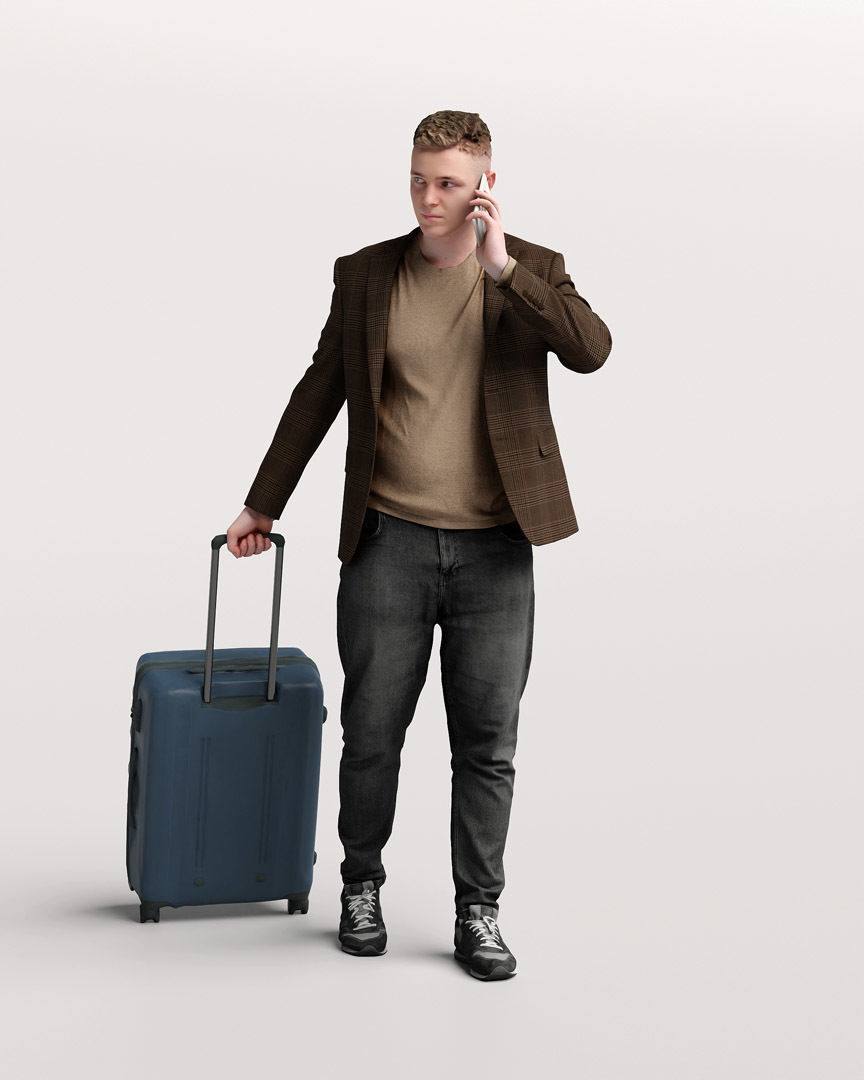 Humano Traveling Man with suitcase 2206-1 3D model_9