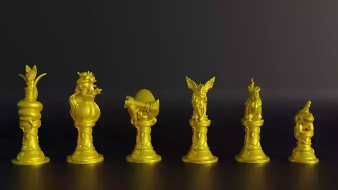 Pokemon Chess Set- Nature Pokemon Chess With 6 Different Model 3D print model