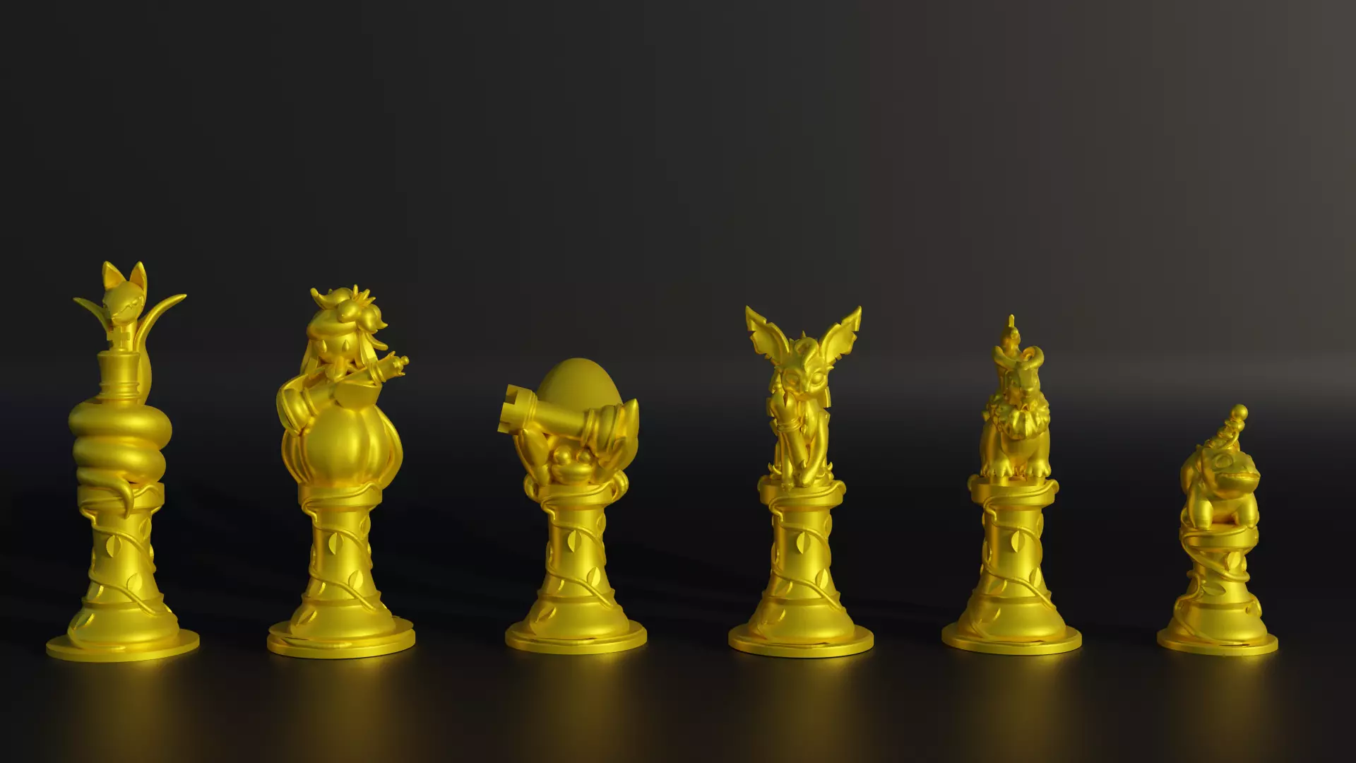Pokemon Chess Set- Nature Pokemon Chess With 6 Different Model 3D print model_0